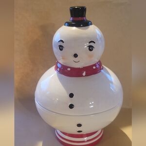 Snowman Candy Dish Johanna Parker Chubby Ceramic Christmas